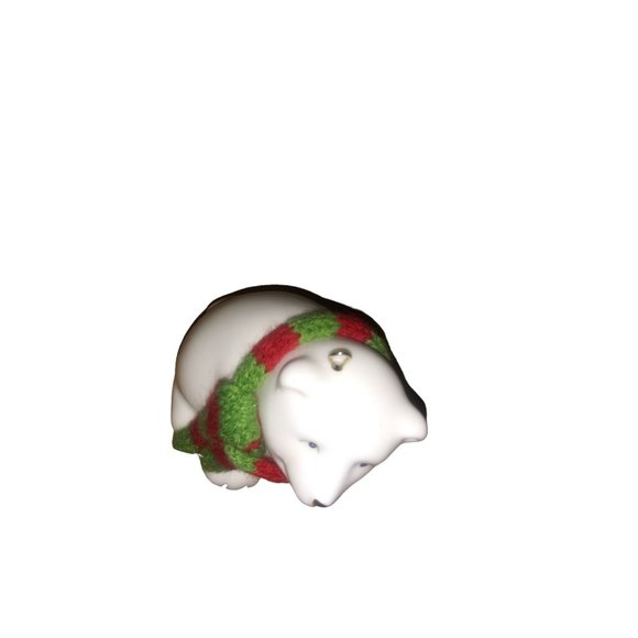 Lenox Polar Bear Ornament Holiday White Bear Red Green Scarf Holiday Hanging Orn - Picture 5 of 8